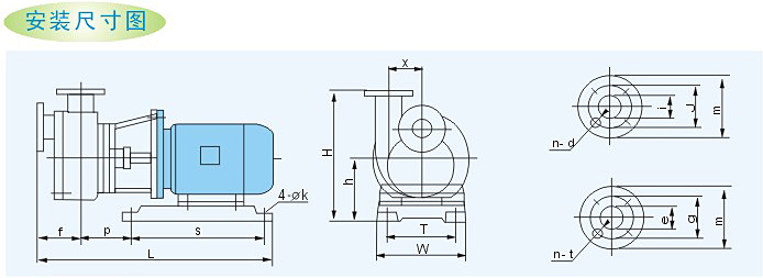 氟塑料自吸泵安裝尺寸圖