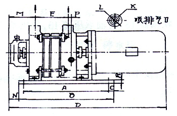 2SK-0.4、2SK-0.8兩級不環(huán)真空泵外形及安裝尺寸